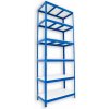 Kovový regál do technickej miestnosti Biedrax 60 x 90 x 270 cm, modrý - 6 políc biele lamino 12mm, 275 kg
