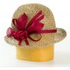 Karpet Dámsky klobúk zdobený sinamay - červená-55