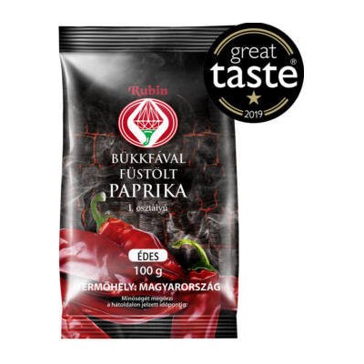 Rubin Szegedi Paprikafeldolgozó Kft. Szeged RUBIN paprika štiplavá mletá ÚDENÁ NA BUKOVOM DREVE 100 g copy