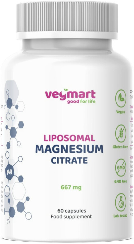 Vegmart Lipozomálne magnézium citrát horečnatý 667 mg 60 kapsúl