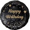 Godan Fóliový balón čierno/zlatý - Happy birthday 45 cm