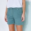 Strečové šortky s ohrnutím khaki 046 Blancheporte
