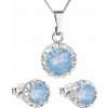 MSPERK Súprava šperkov okrúhly model so Swarovski crystals - modrý opál, náušnice prívesok a retiazka striebro Ag 925/1000 Rh 3 g