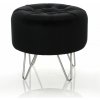 Zamatová taburetka ALIA S - čierna strieborné nohy