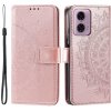 Peňaženkové puzdro Embossing Pattern Mandala Flower bledoružové – Motorola Moto G85 5G