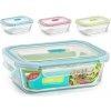 PLASTIC FORTE Sklenená dóza s plastovým viečkom 1040 ml, 21 x 15,5 x v.7 cm, farby mix