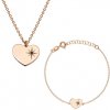 Šperky eshop - Strieborný 925 set ružovozlatej farby - náramok a náhrdelník, srdce s Polárkou a diamantom S25.15