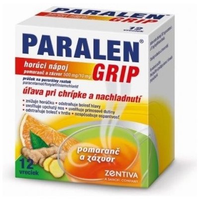 PARALEN GRIP horúci nápoj pomaranč a zázvor plo por 500 mg/10 mg, 1x12 vrecúšok