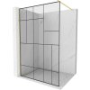 Mexen Kioto, sprchová zástena Walk-In 70 x 200 cm, 8mm číre sklo čierny vzor, zlatý matný profil, 800-070-101-55-78