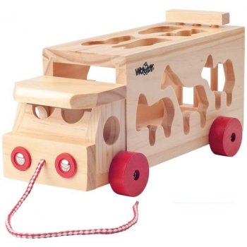 Woody kamión s vkladacími tvarmi zvieratká