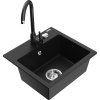 Mexen Milo, 1-komorový granitový drez 43,5x41 cm a kuchynská batéria Telma, čierna, 6505-77-670200-70