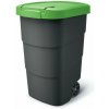 PROSPERPLAST Smetná nádoba s odolnými kolieskami Wheeler, antracit so zeleným vekom 90 l