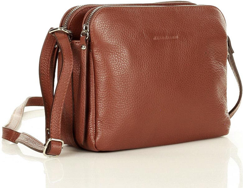 Mazzini Marco kožená crossbody kabelka mandľovo hnedá L156q