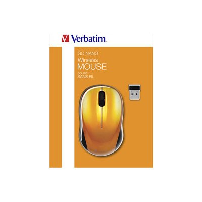 Myš bezdrôtová, Verbatim Go Nano 49045, oranžová, optická, 1600DPI