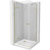 Mexen Roma Duo sprchový kút 90 x 90 cm, priehľadný, zlatý + brodzik Flat - 854-090-090-50-02-4010G