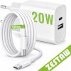 Rýchla sieťová nabíjačka USB / USB-C / USB-A + kábel USB-C 1 m (100 cm), 20 W – sada