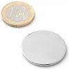 SOLLAU Neodymový magnet valec D 30x2 mm, Neodym, N38, ponikelovaný