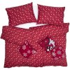 SCANquilt Obliečky JERSEY vločky červená, biela bežný 1x paplón 140x200 + 1x vankúš 70x90
