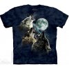 The Mountain pánske batikované tričko Three Wolf Moon In Blue modré
