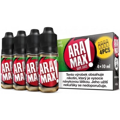 4-Pack Max Apple Aramax e-liquid, obsah nikotínu 12 mg
