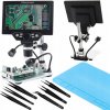 DIGITÁLNY MIKROSKOP x1200 KAMERA 12MP DISPLEJ PODLOŽKA SADA 6 PINZIET
