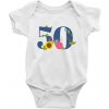 Kvetinové číslo kreslené - 50 - Body dojčenské s krátkym rukávom - Krátký r. 18-24 mes ( Biela )