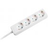 Biela predlžovačka KEMOT, 4 zásuvky nemeckého typu, dĺžka 1,5m (3x1,0) bez vypínača