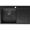 Mexen Exar, 1-komorový nerezový drez s odkvapkávačom, ľavý, 780 x 480 mm, čierna, 6433781010L-70