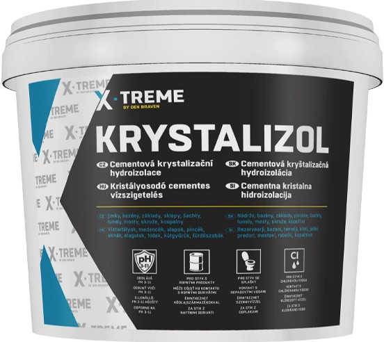 Den Braven Cementová kryštalizačná hydroizolácia Krystalizol šedá vedro 20 kg