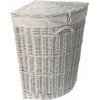 ČistéDrevo Prútený kôš na bielizeň biely rohový obšitý
