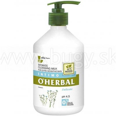 O'Herbal Intímné čistiace mlieko pre mimoriadne citlivú pokožku s výťažkami ľanu 500 ml