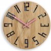 Sammer Dubové nástenné hodiny SLIM- čierna/ružová 33 cm SlimWoodBlackPink