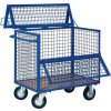uzatvárateľný skriňaový vozík s madlom a Mrežovými stenami, do 400 kg, 2 sklopné stěny
