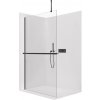 CERANO - Sprchová zástena Walk-in Onyx Top Round Ľ/P - 8 mm - guľatá vzpera + polička/držiak na uteráky - čierna matná, transparentné sklo - 130x200 cm