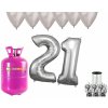 HeliumKing Hélium párty set na 21. narodeniny so striebornými balónmi