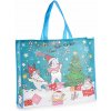 Vianočná nákupná / darčeková taška s mačkami - ružová, modrá Farba: Modrá