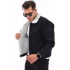 MEGAMAN bunda pánská HJ-3000 riflová, jeans, džíska, kožíšek XXL čierna