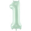 PartyDeco Fóliový balón narodeninové číslo 1 pastelovo-zelený 72 cm