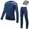 Tričko dlhé detské SENSOR MERINO IMPRESS+spodky set deep blue/floral 120