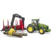 Bruder 3054 John Deere 7930 s valníkom na drevo