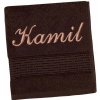 Froté osuška Bellatex s vyšitým menom, tmavohnedá, 70x140 cm
