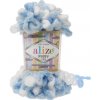 Pletacia priadza Alize PUFFY COLOR 5865 modrá biela