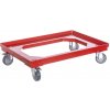 PK Group Vozík pod prepravky 2 otočné + 2 kolieska s brzdou 75 mm polyuretán Barvy: Červená