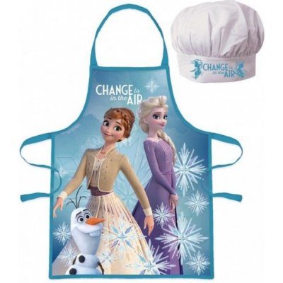 Javoli Detská dievčenské zástera a čiapka Ľadové Kráľovstvo Frozen Elsa a Anna modrá