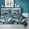Posteľná obliečka tyrkysovej farby s motívom tropických listov tyrkysová Paplón: 160x200 cm | Vankúš 2x: 70x80 cm Saténová bavlna (100% bavlna)