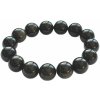 Obsidian zlatý náramek elastický přírodní kámen, kulička 14 mm / 16 - 17cm, kámen záchrany