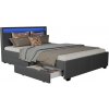 ZahradnyNabytok.org - Čalúnená posteľ Lyon 140x200 cm - tmavosivá