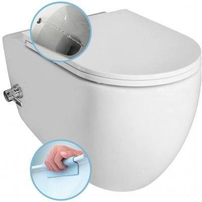 Isvea INFINITY závesná WC misa Rimless, integrovaný ventil a bidetová spŕška 36,5x53 cm, b SPH 10NFS1001I