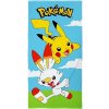Halantex Plážová osuška Pokémoni Pikachu a Scorbunny 70 x 140 cm