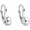 Strieborné náušnice visiace s kryštálmi Swarovski biele okrúhle 31230.1